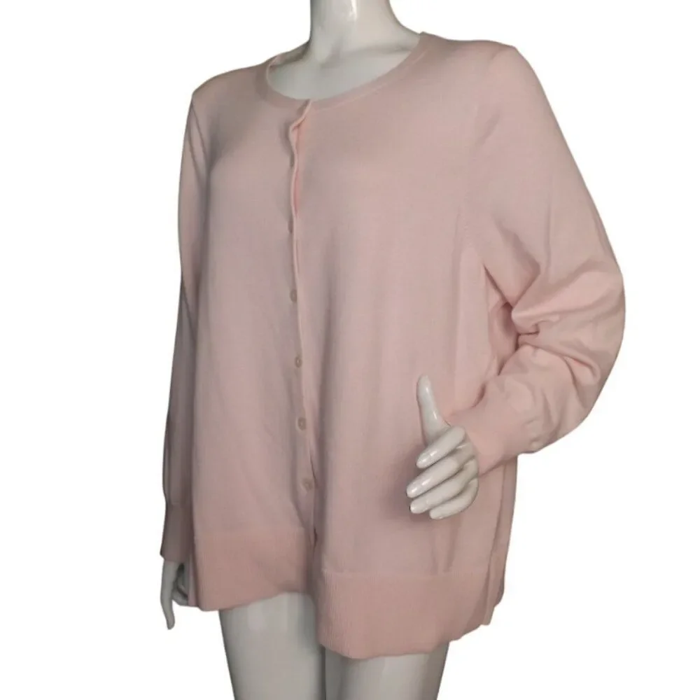 RESERVED! LANDS END Cardigan Sweater, 2X, Pastel Pink, Smooth Knit, - Picture 3 of 9
